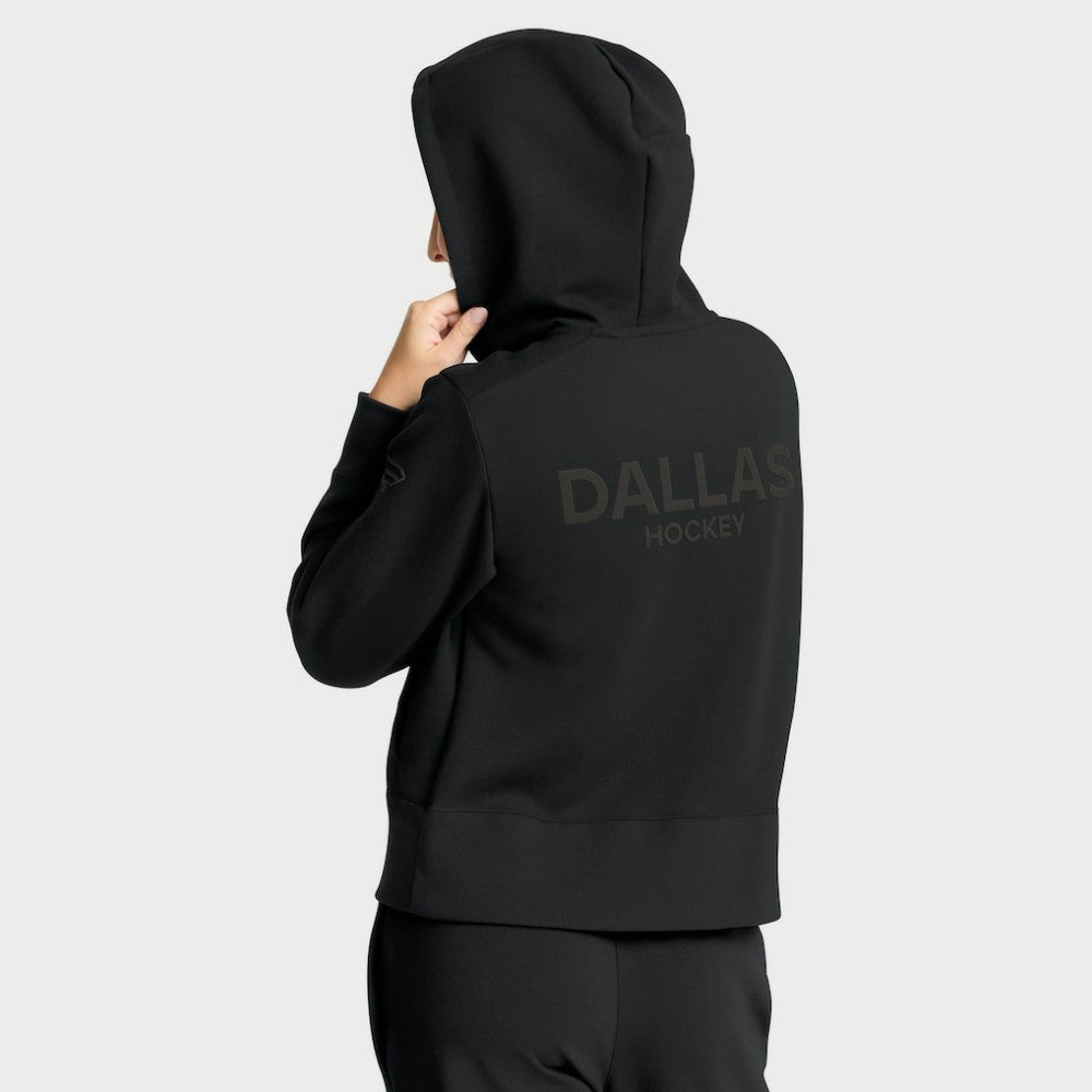 Dallas Stars Fanatics Women's Authentic Pro Road Tri-Blend Quarter-Zip Hoodie Black