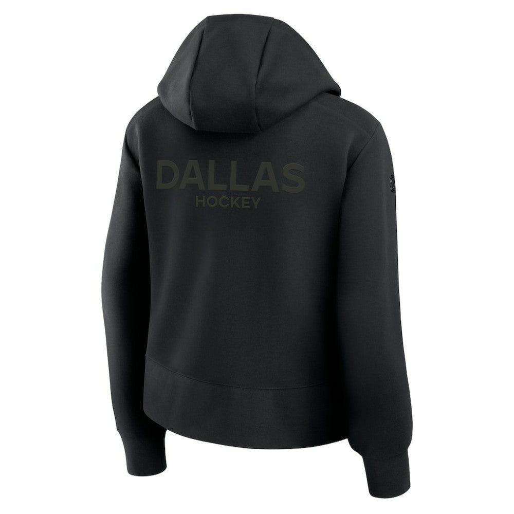 Dallas Stars Fanatics Women's Authentic Pro Road Tri-Blend Quarter-Zip Hoodie Black