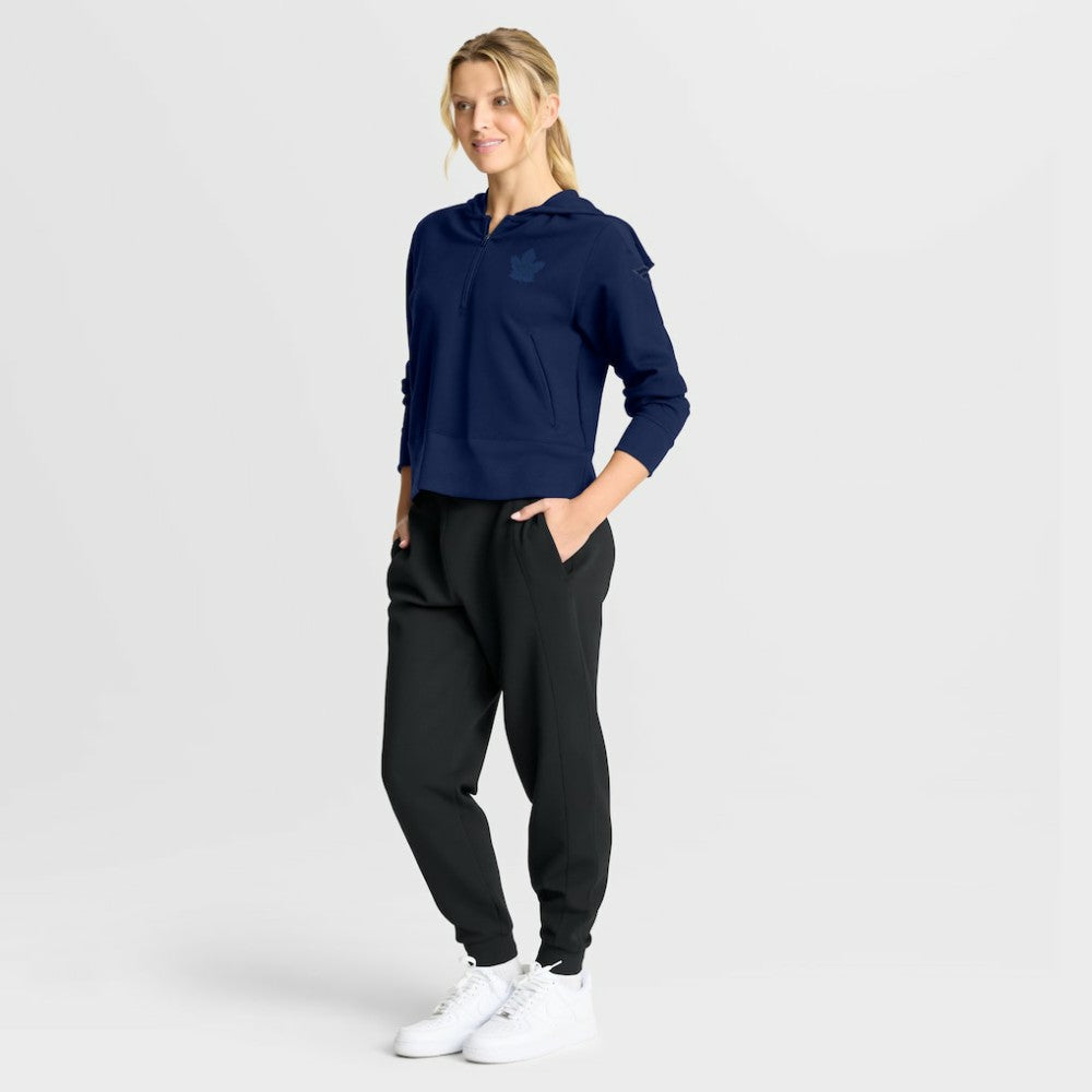 Toronto Maple Leafs Fanatics Women's Authentic Pro Road Tri-Blend Quarter-Zip Hoodie Navy