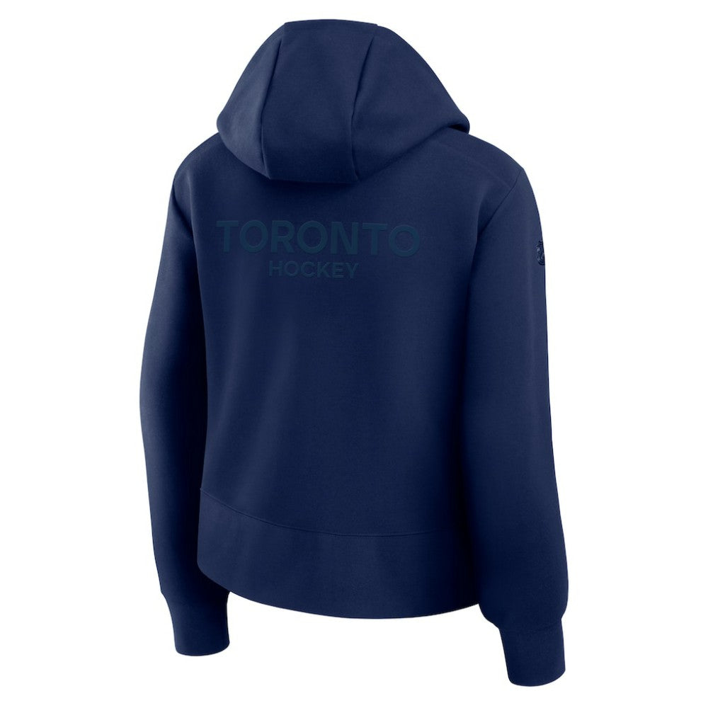 Toronto Maple Leafs Fanatics Women's Authentic Pro Road Tri-Blend Quarter-Zip Hoodie Navy
