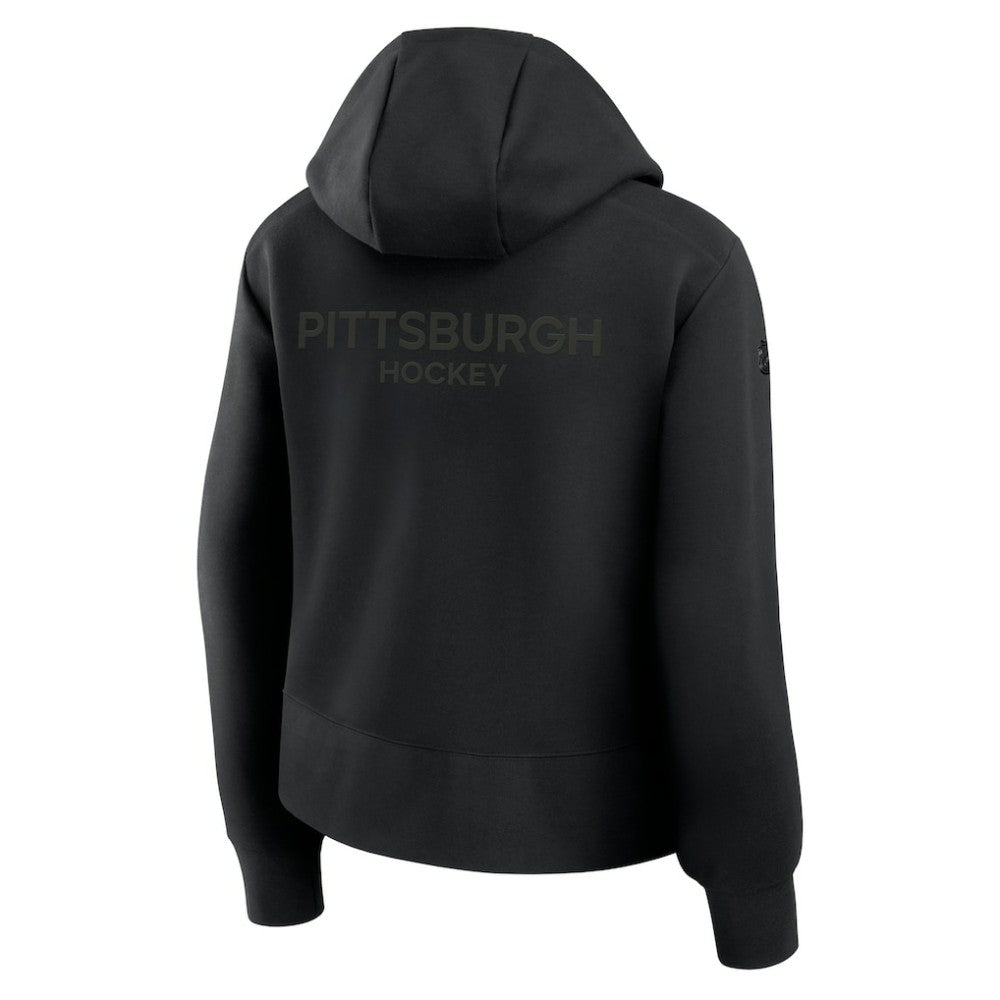 Pittsburgh Penguins Fanatics Women's Authentic Pro Road Tri-Blend Quarter-Zip Hoodie Black