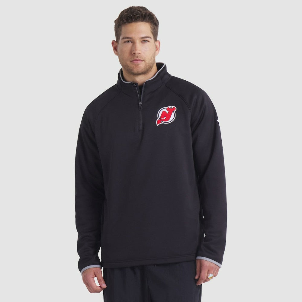 New Jersey Devils Fanatics Authentic Pro Rink Raglan Quarter-Zip Pullover Black