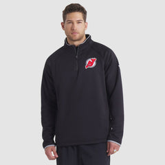 New Jersey Devils Fanatics Authentic Pro Rink Raglan Quarter-Zip Pullover Black