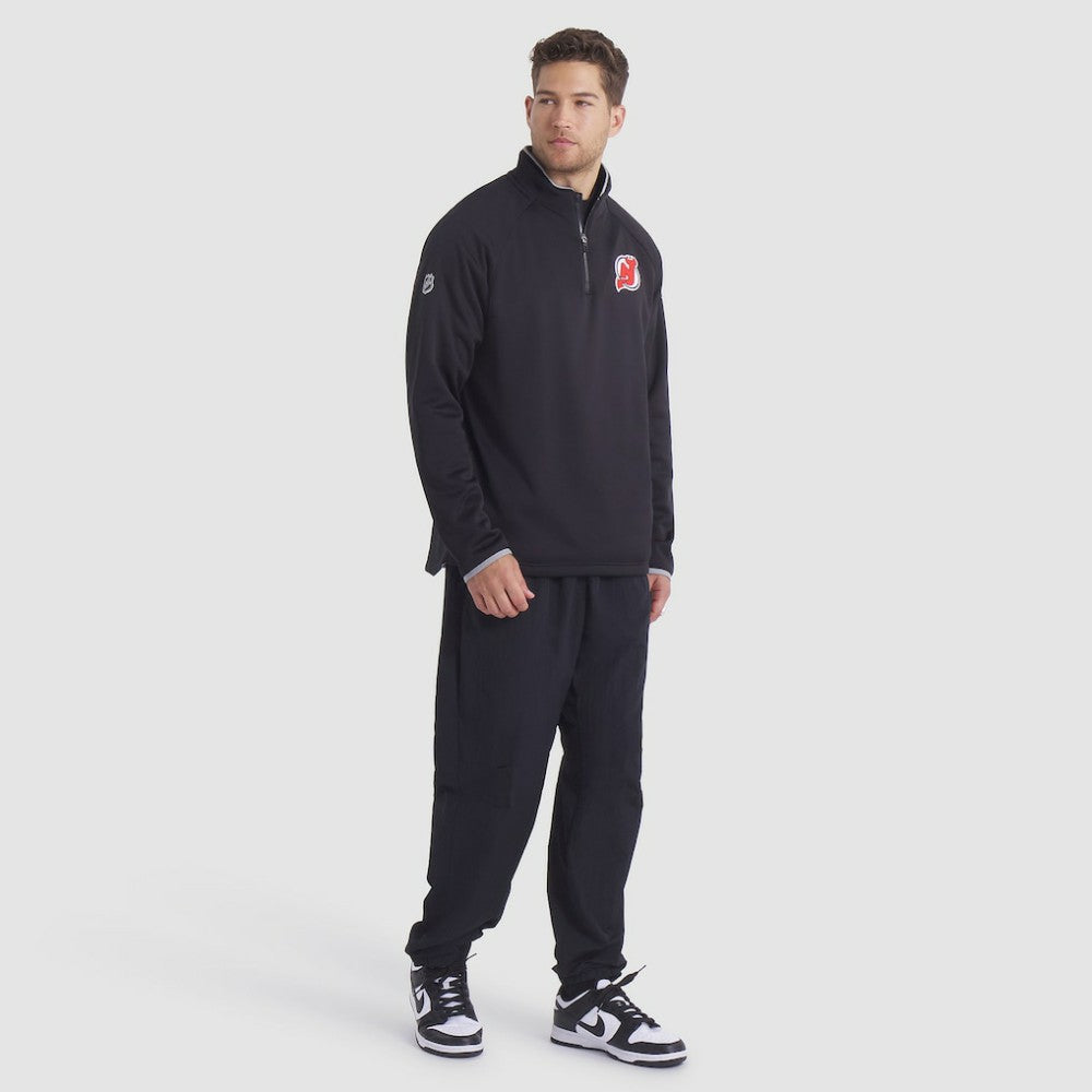 New Jersey Devils Fanatics Authentic Pro Rink Raglan Quarter-Zip Pullover Black