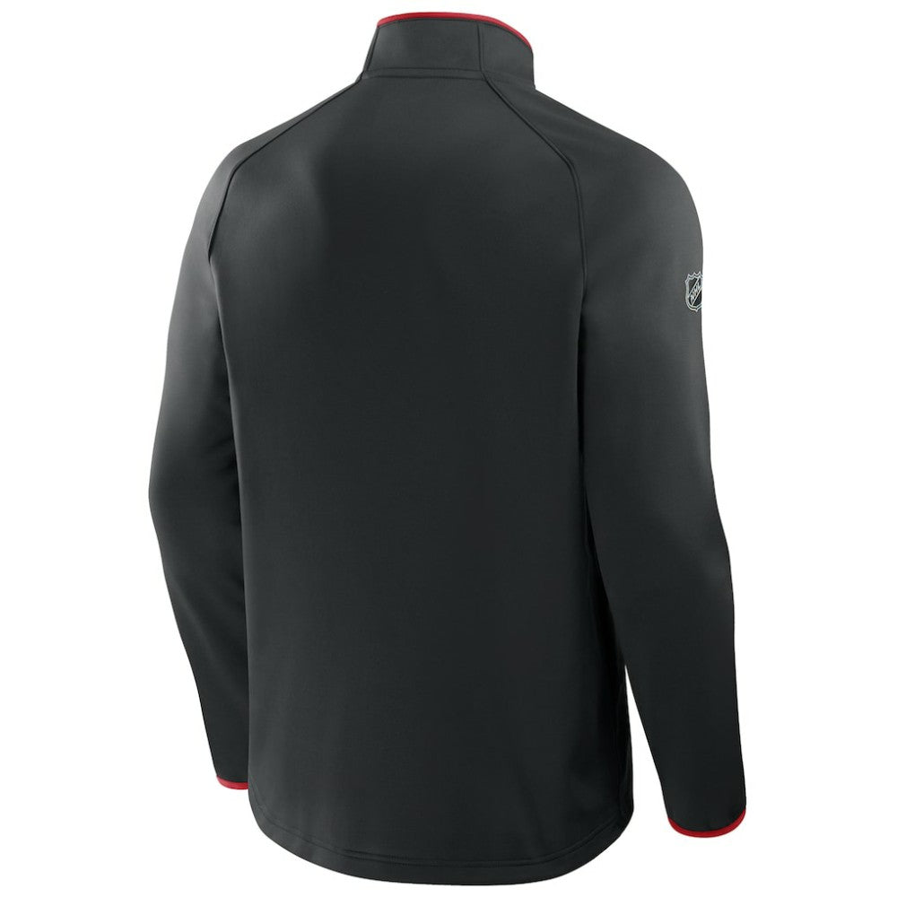 New Jersey Devils Fanatics Authentic Pro Rink Raglan Quarter-Zip Pullover Black