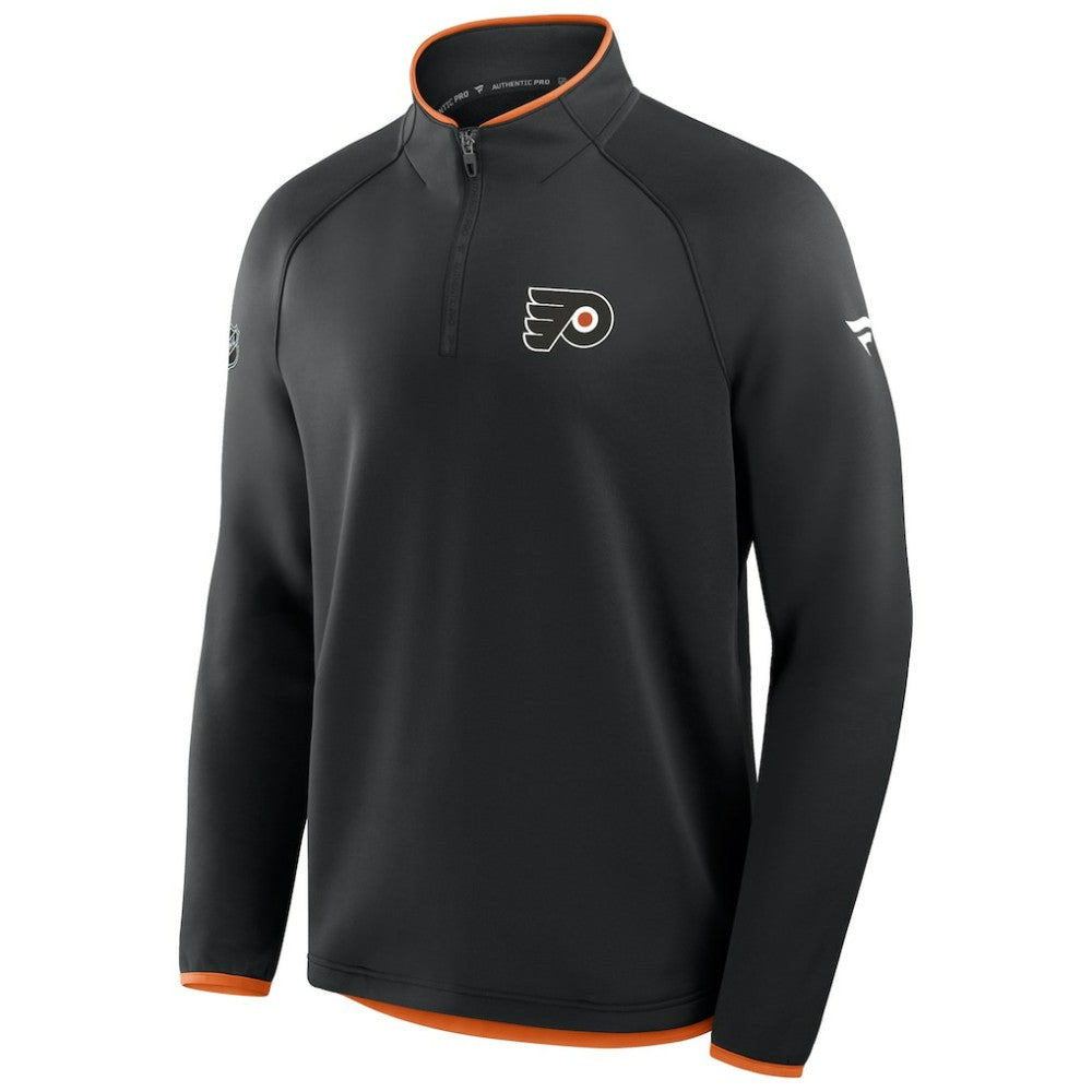 Philadelphia Flyers Fanatics Authentic Pro Rink Raglan Quarter-Zip Pullover Black
