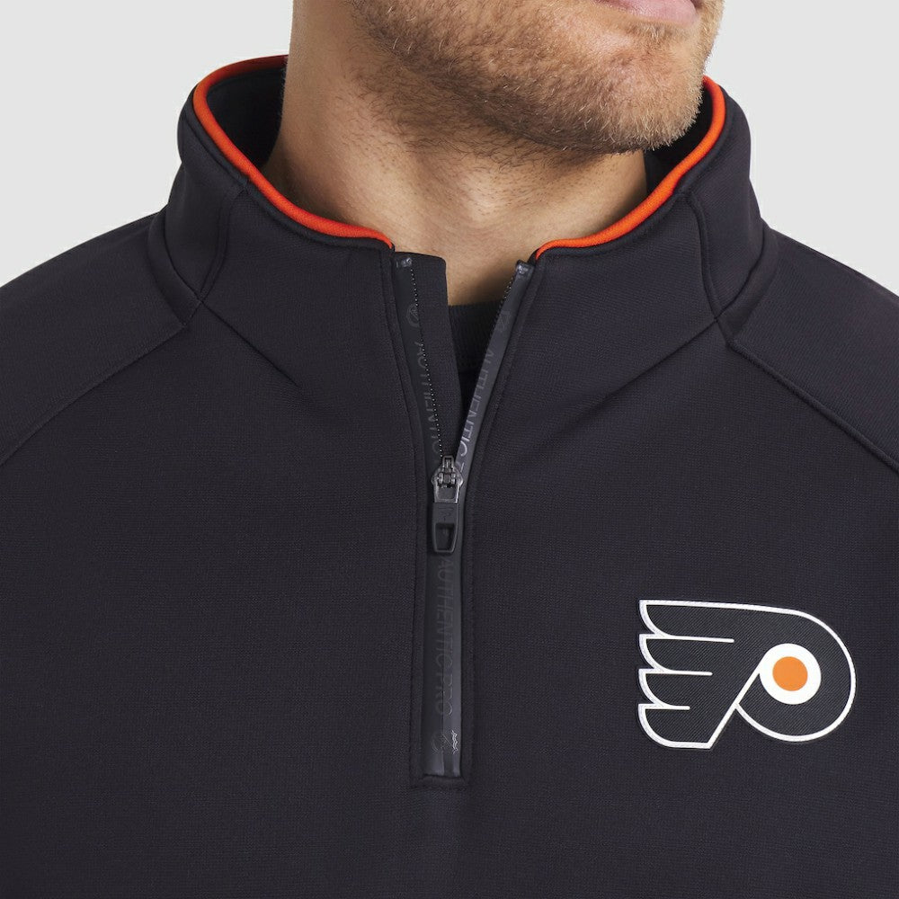 Philadelphia Flyers Fanatics Authentic Pro Rink Raglan Quarter-Zip Pullover Black