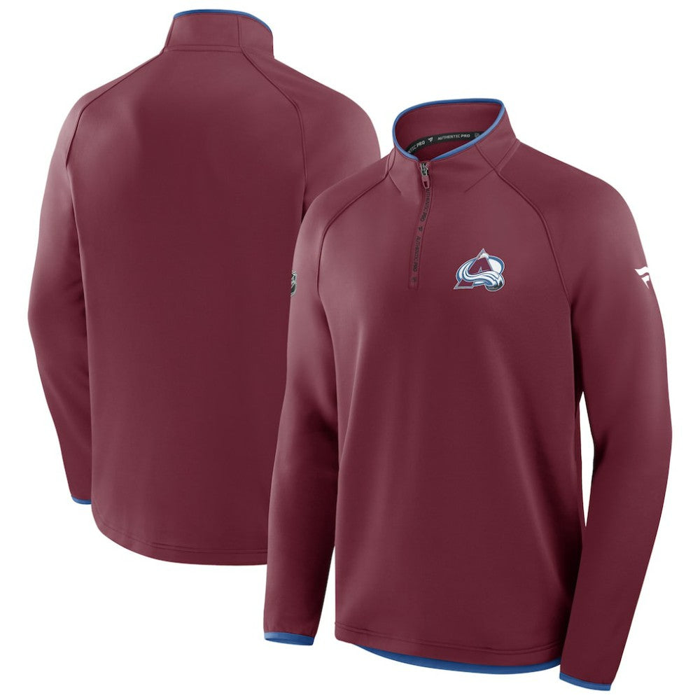 Colorado Avalanche Fanatics Authentic Pro Rink Raglan Quarter-Zip Pullover Burgundy
