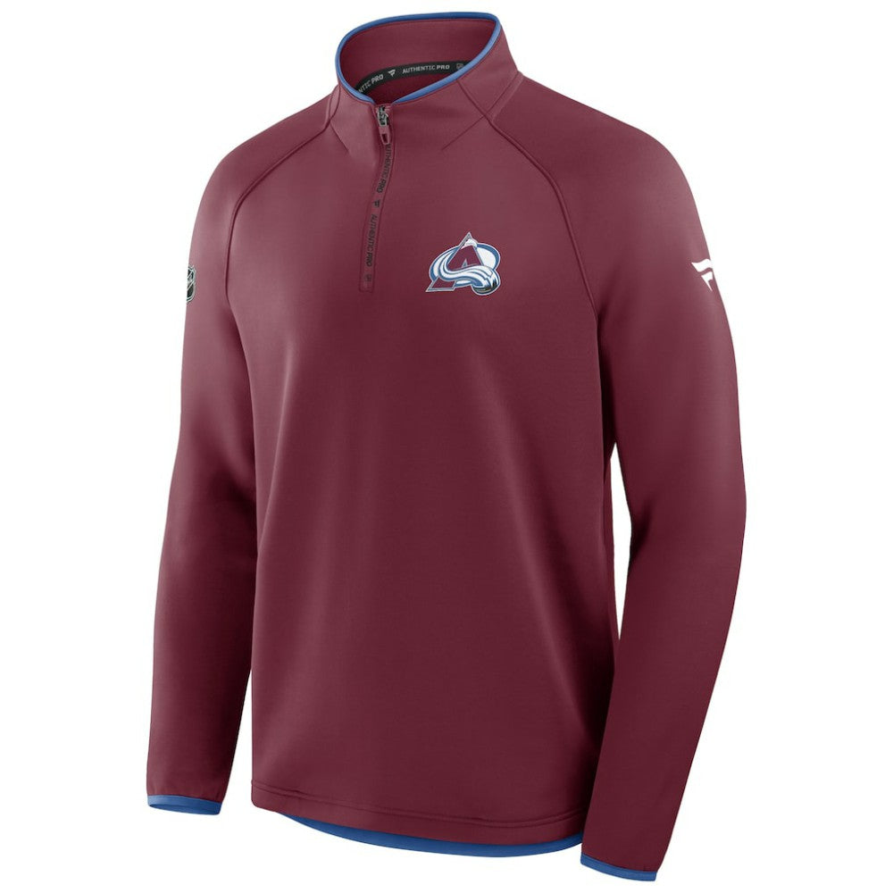 Colorado Avalanche Fanatics Authentic Pro Rink Raglan Quarter-Zip Pullover Burgundy