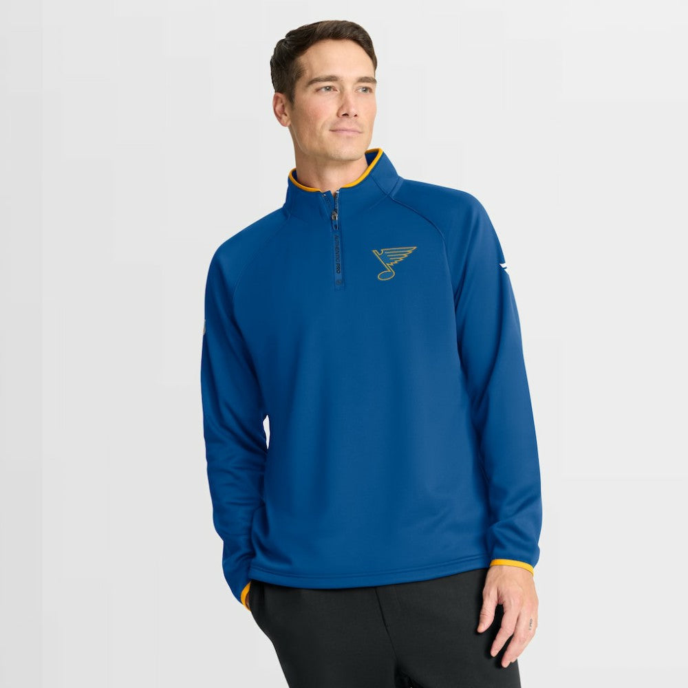 St. Louis Blues Fanatics Authentic Pro Rink Raglan Quarter-Zip Pullover Blue