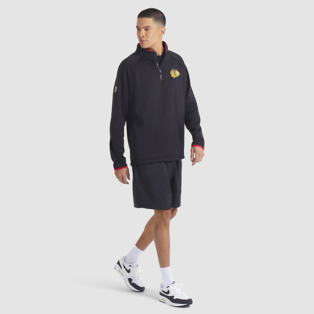 Chicago Blackhawks Fanatics Authentic Pro Rink Raglan Quarter-Zip Pullover Black