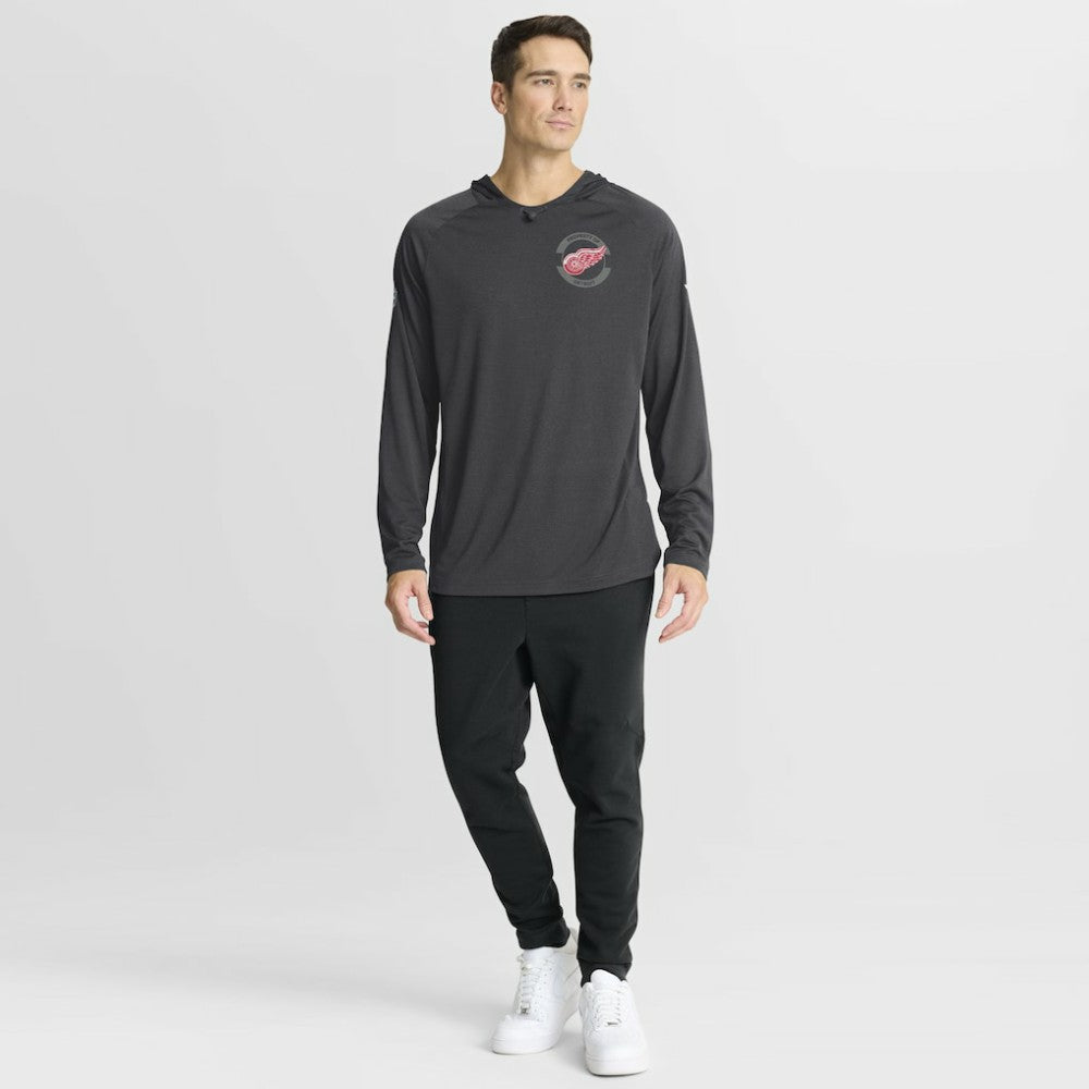 Detroit Red Wings Fanatics Authentic Pro Rink Hoodie Charcoal