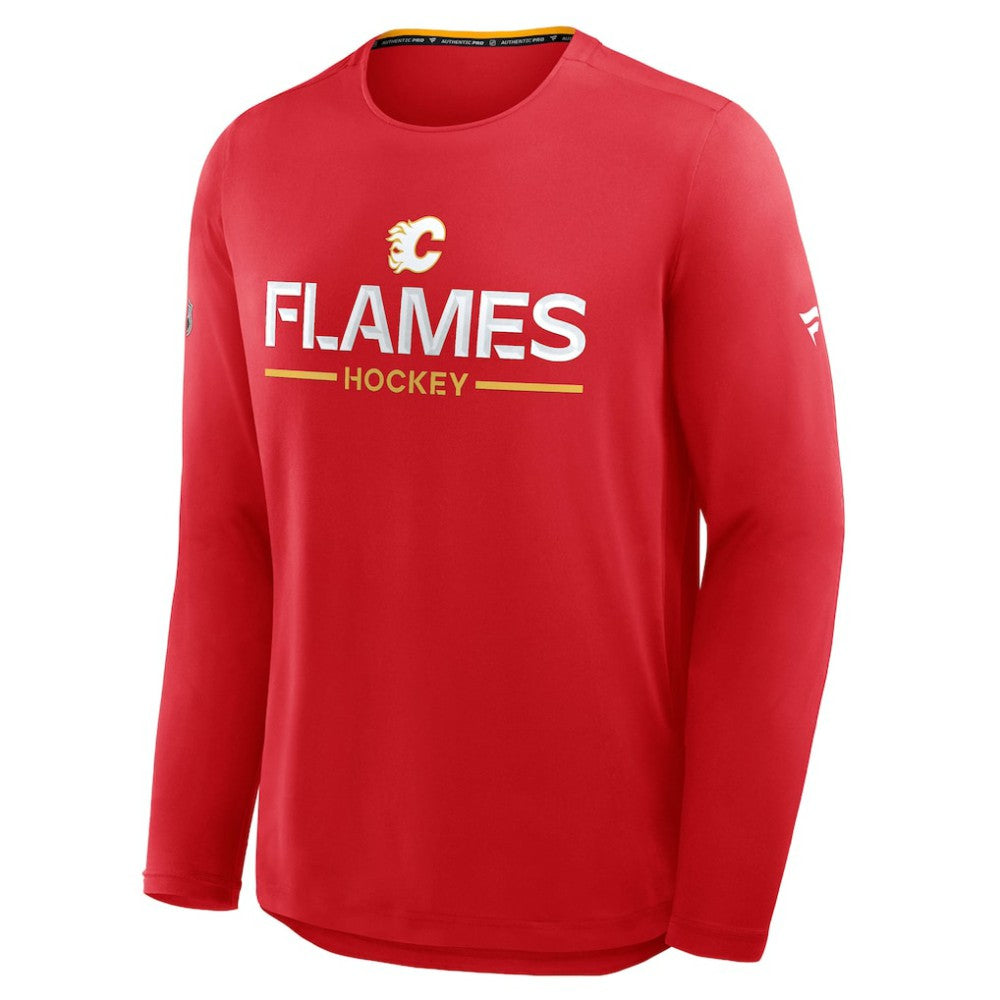 Calgary Flames Fanatics Authentic Pro Rink Tech Long Sleeve T-Shirt Red