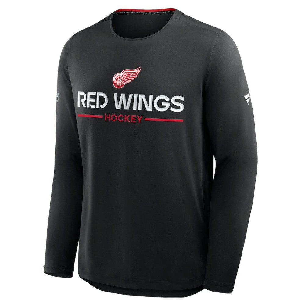 Detroit Red Wings Fanatics Authentic Pro Rink Tech Long Sleeve T-Shirt Black