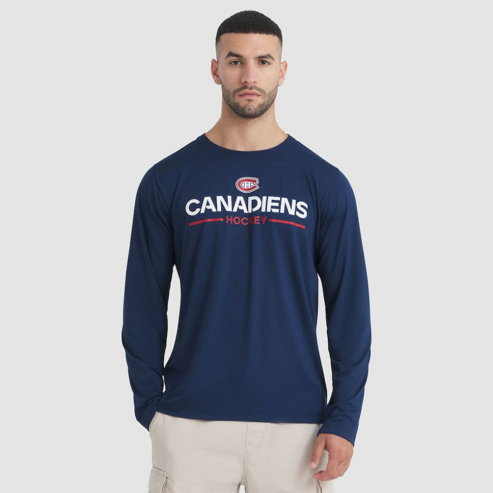 Montreal Canadiens Fanatics Authentic Pro Rink Tech Long Sleeve T-Shirt Navy