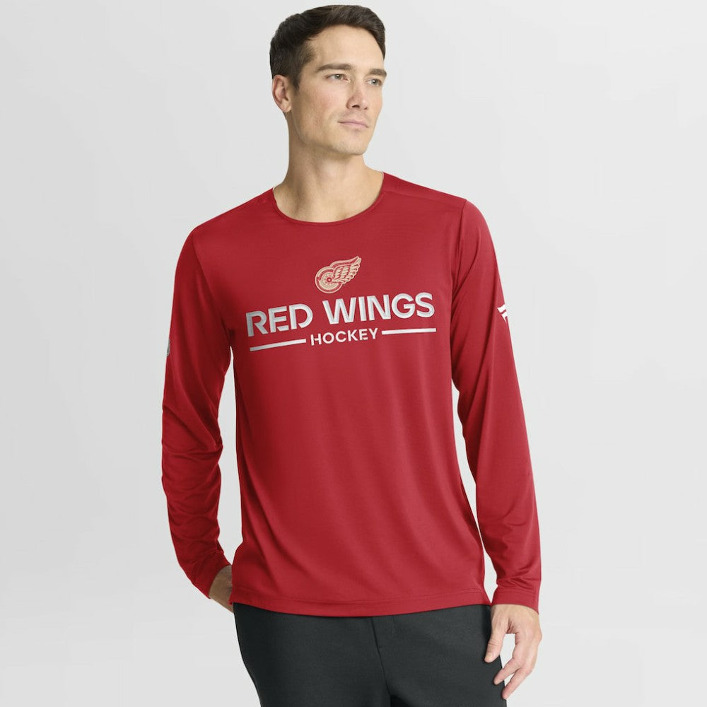 Detroit Red Wings Fanatics Authentic Pro Centennial Rink Tech Long Sleeve T-Shirt Red