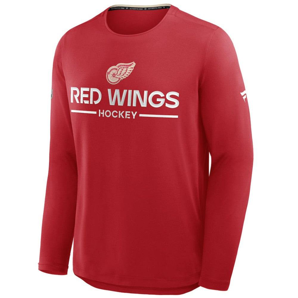 Detroit Red Wings Fanatics Authentic Pro Centennial Rink Tech Long Sleeve T-Shirt Red