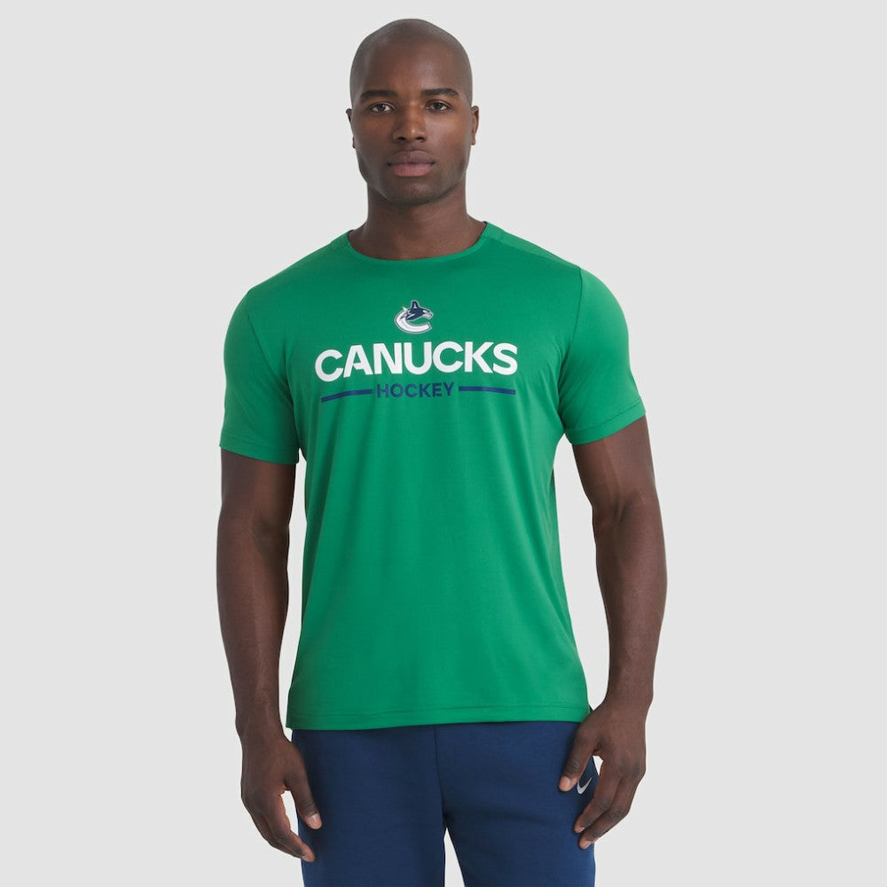 Vancouver Canucks Fanatics Authentic Pro Rink Tech T-Shirt Green