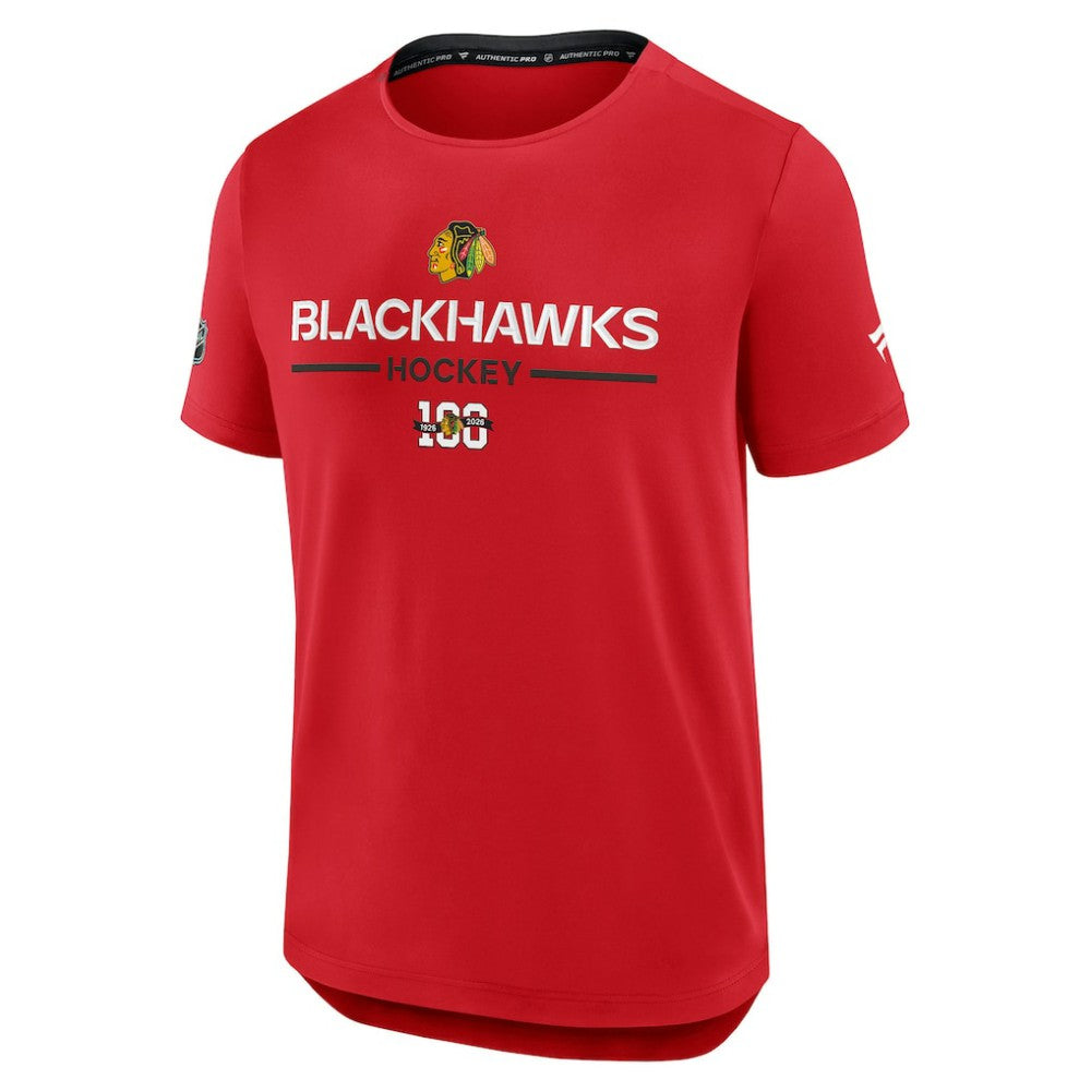 Chicago Blackhawks Fanatics Authentic Pro Centennial Rink Tech T-Shirt Red