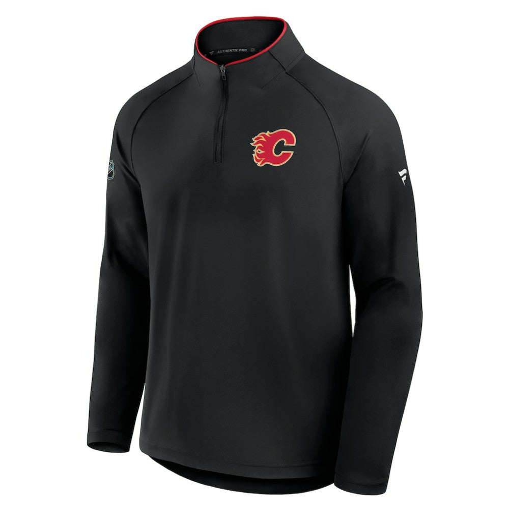 Calgary Flames Fanatics Authentic Pro Rink Training Quarter-Zip Pullover Black