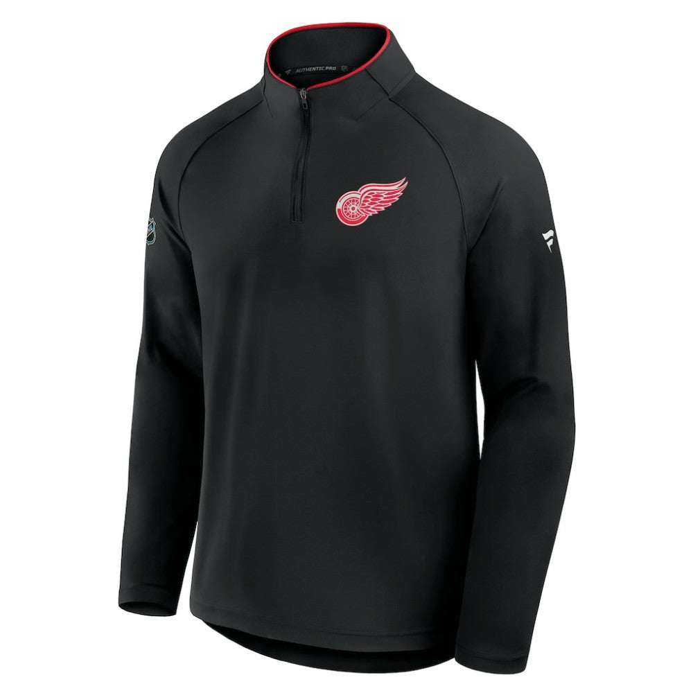 Detroit Red Wings Fanatics Authentic Pro Rink Training Quarter-Zip Pullover Black