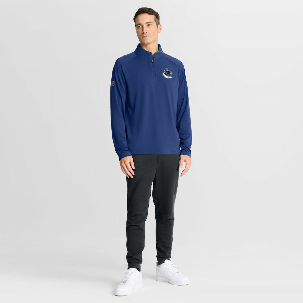 Vancouver Canucks Fanatics Authentic Pro Rink Training Quarter-Zip Pullover Blue