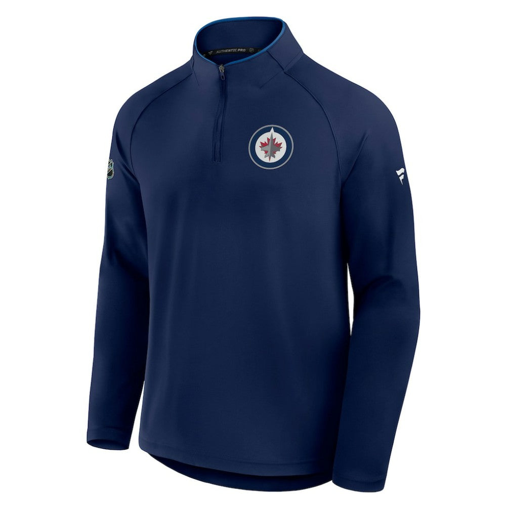 Winnipeg Jets Fanatics Authentic Pro Rink Training Quarter-Zip Pullover Navy