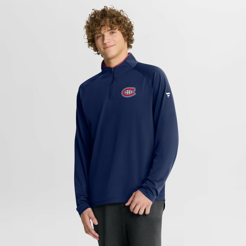 Montreal Canadiens Fanatics Authentic Pro Rink Training Quarter-Zip Pullover Navy