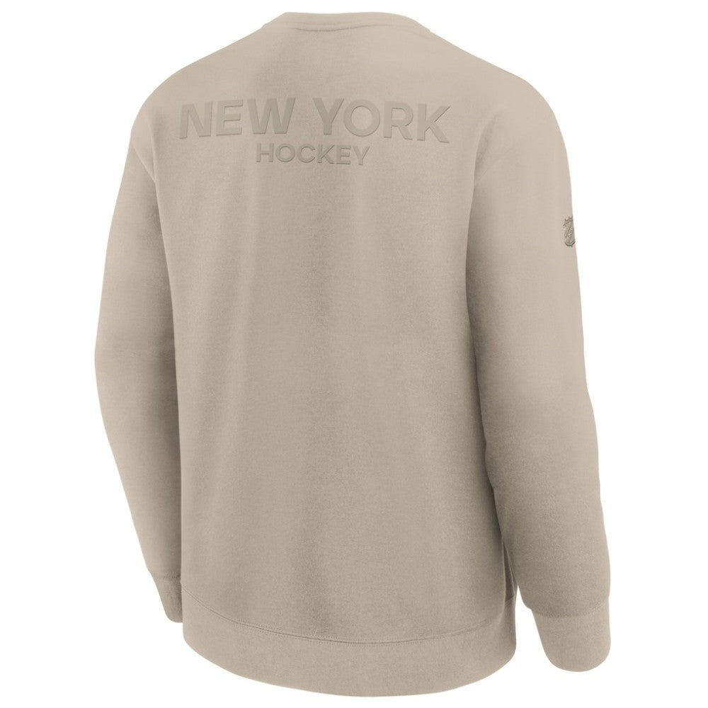 New York Islanders Fanatics Authentic Pro Road Tri-Blend Sweatshirt Tan