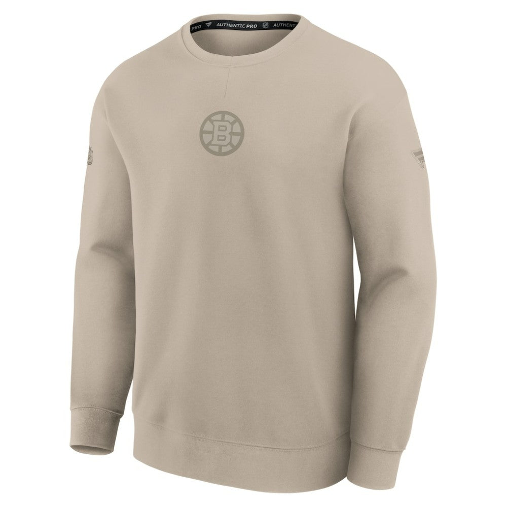 Boston Bruins Fanatics Authentic Pro Road Tri-Blend Sweatshirt Tan