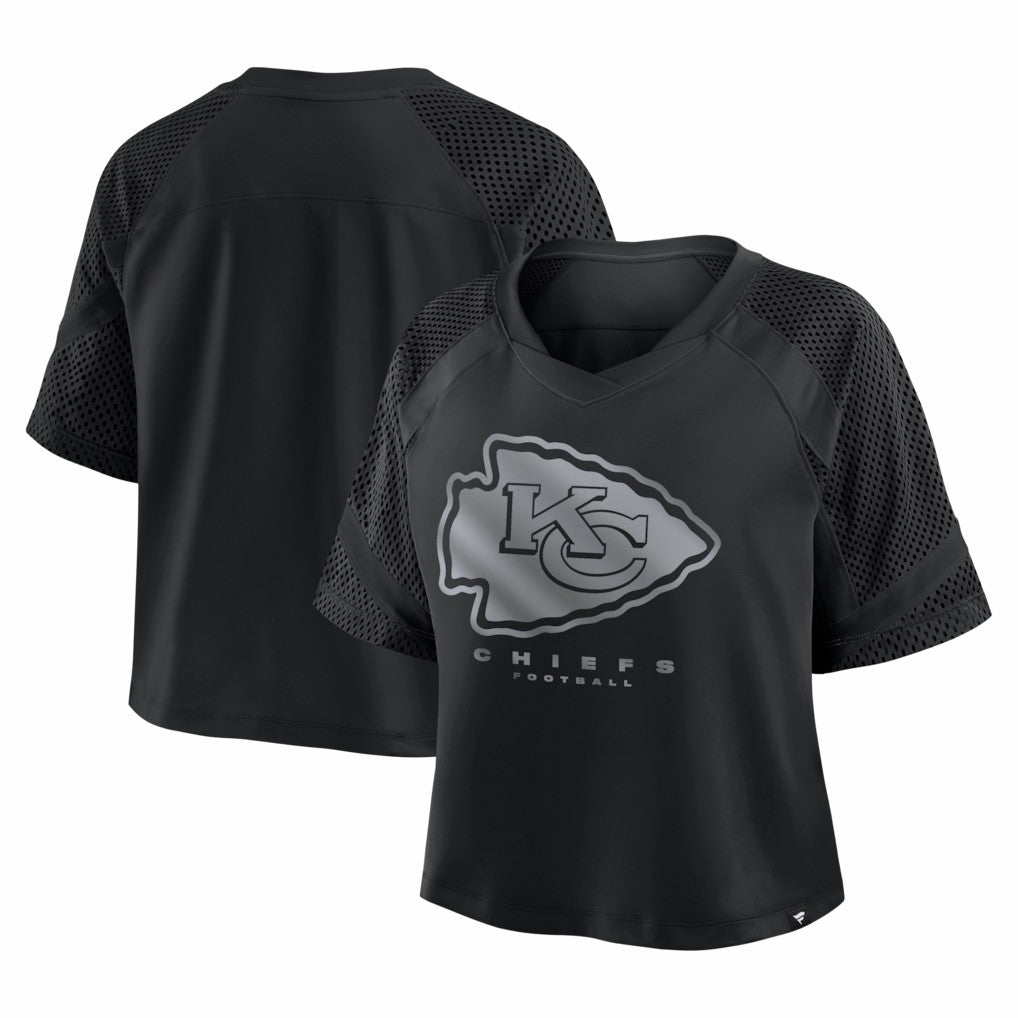 Kansas City Chiefs Women's Oversized Raglan V-Neck Blackout Fashion Jersey cheap
