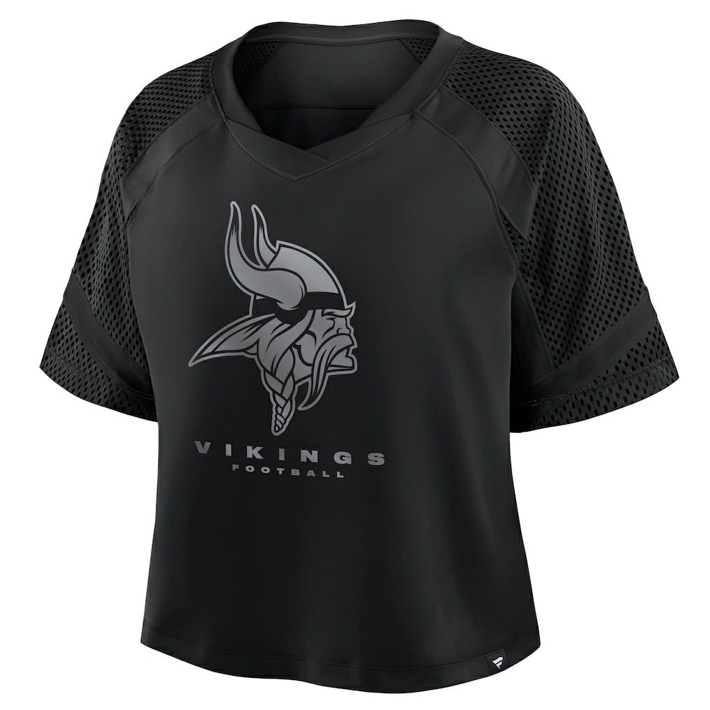 Minnesota Vikings Women's Oversized Raglan V-Neck Blackout Fashion Jersey discount