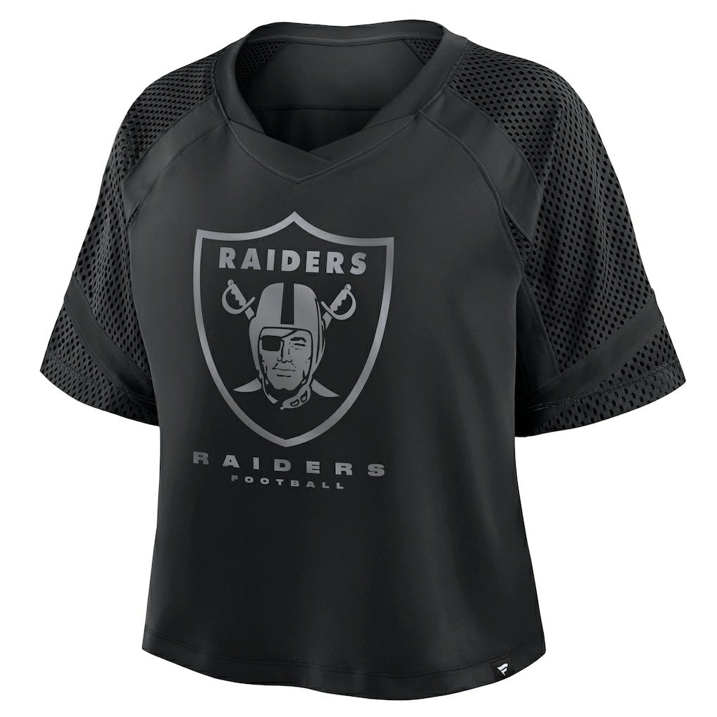 Las Vegas Raiders Women's Oversized Raglan V-Neck Blackout Fashion Jersey discount