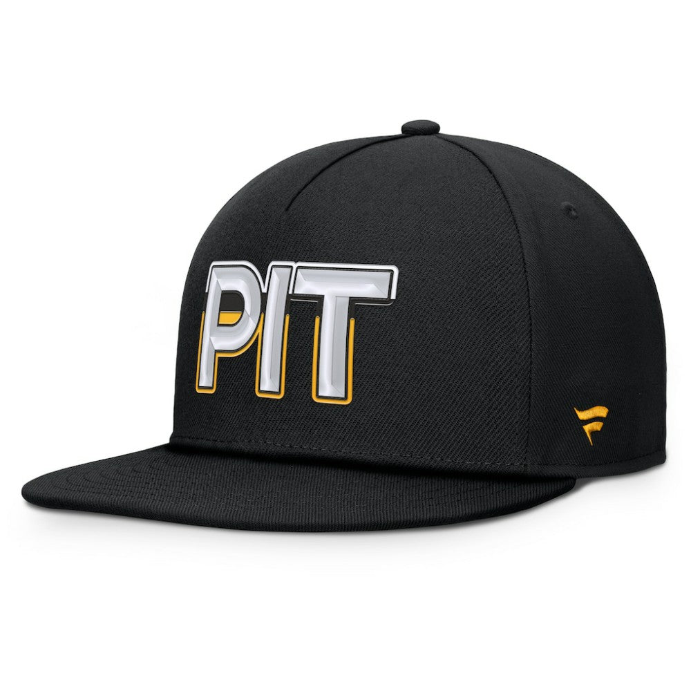 Pittsburgh Penguins Fanatics Authentic Pro Rink Team Code Snapback Hat Black