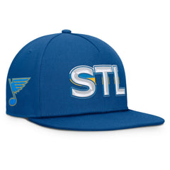 St. Louis Blues Fanatics Authentic Pro Rink Team Code Snapback Hat Blue