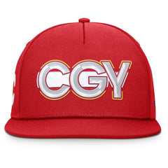 Calgary Flames Fanatics Authentic Pro Rink Team Code Snapback Hat Red