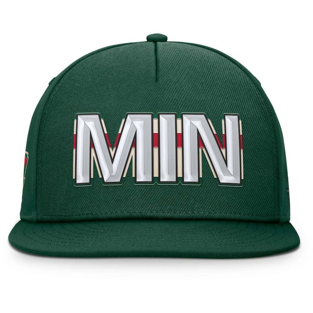 Minnesota Wild Fanatics Authentic Pro Rink Team Code Snapback Hat Green