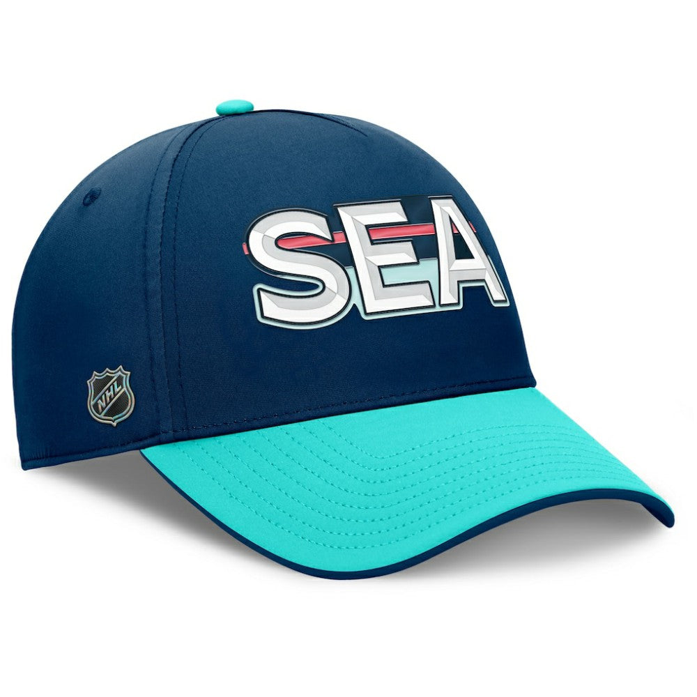 Seattle Kraken Fanatics Authentic Pro Rink Team Code Flex Hat Deep Sea Blue/Light Blue