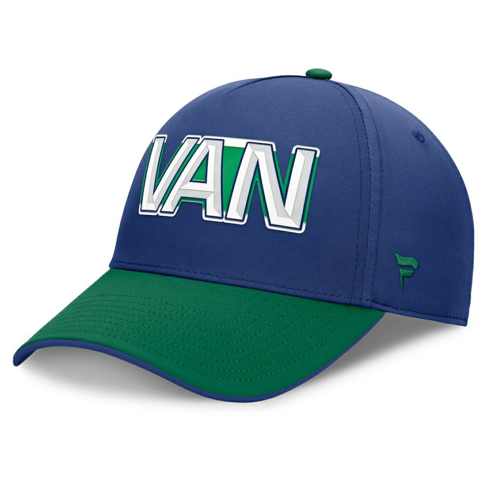 Vancouver Canucks Fanatics Authentic Pro Rink Team Code Flex Hat Blue/Green