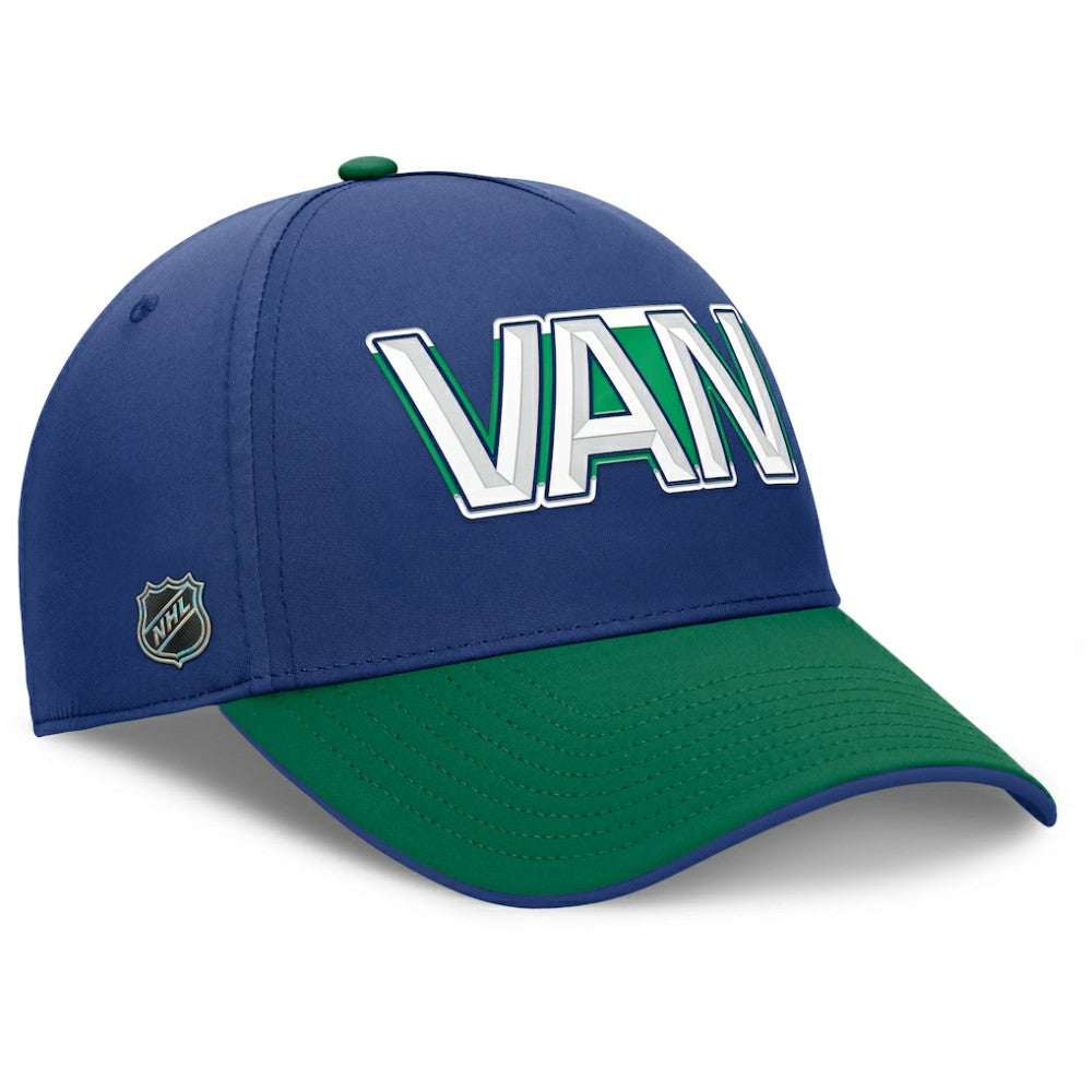 Vancouver Canucks Fanatics Authentic Pro Rink Team Code Flex Hat Blue/Green