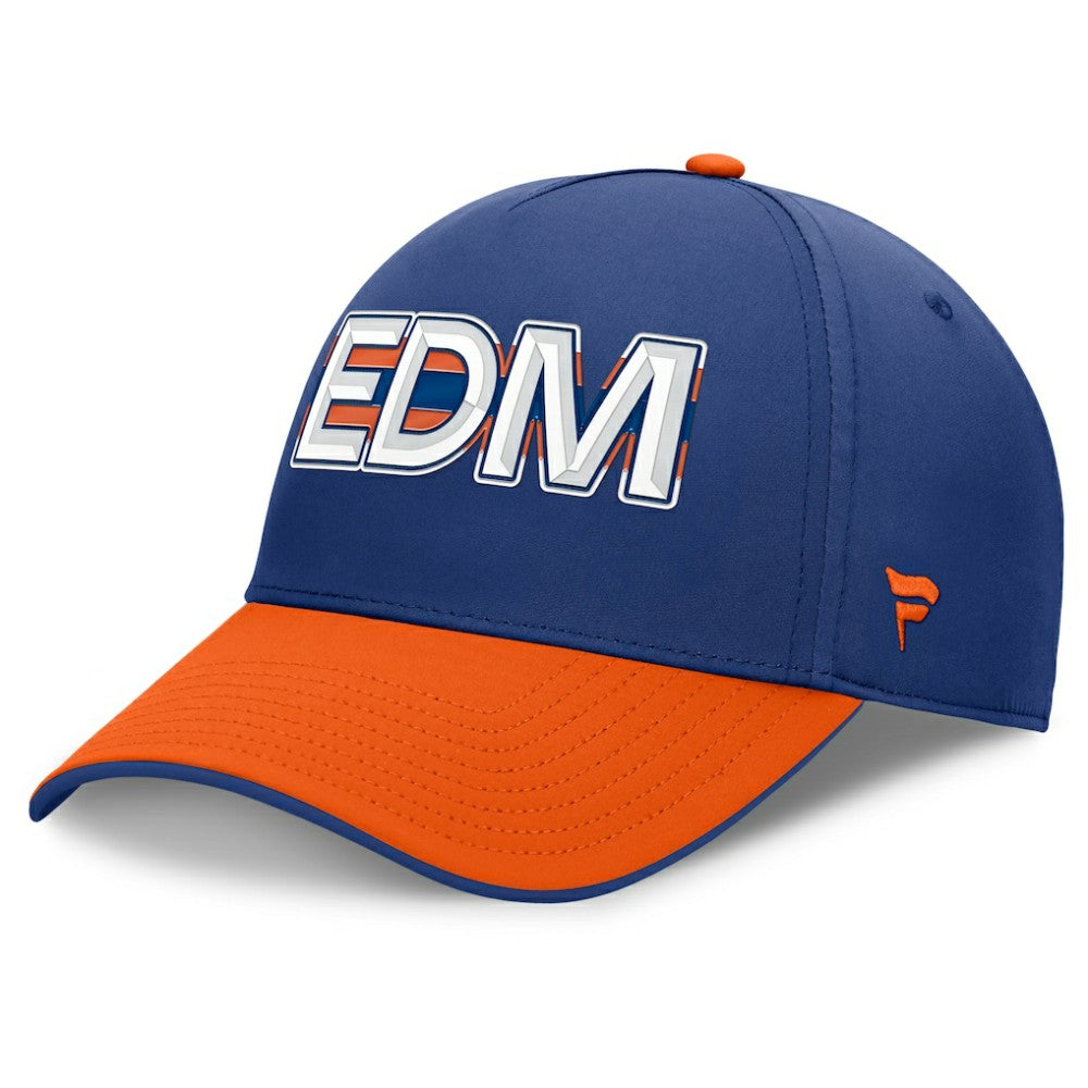 Edmonton Oilers Fanatics Authentic Pro Rink Team Code Flex Hat Royal/Orange