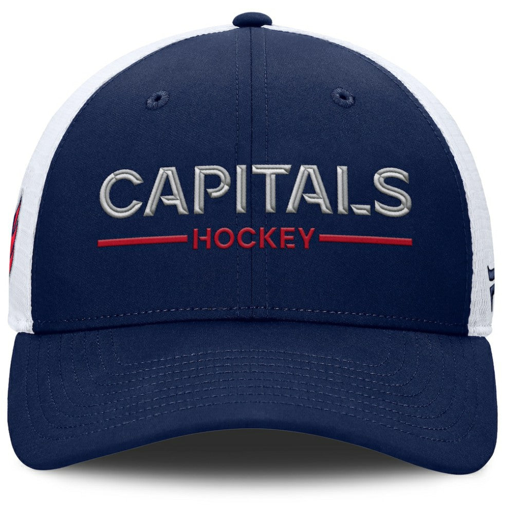 Washington Capitals Fanatics Authentic Pro Rink Lockup Adjustable Trucker Hat Navy/White