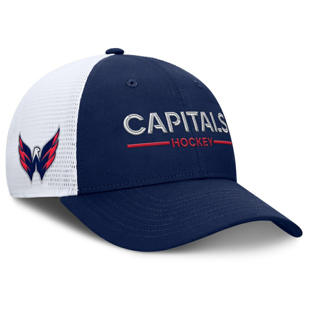 Washington Capitals Fanatics Authentic Pro Rink Lockup Adjustable Trucker Hat Navy/White