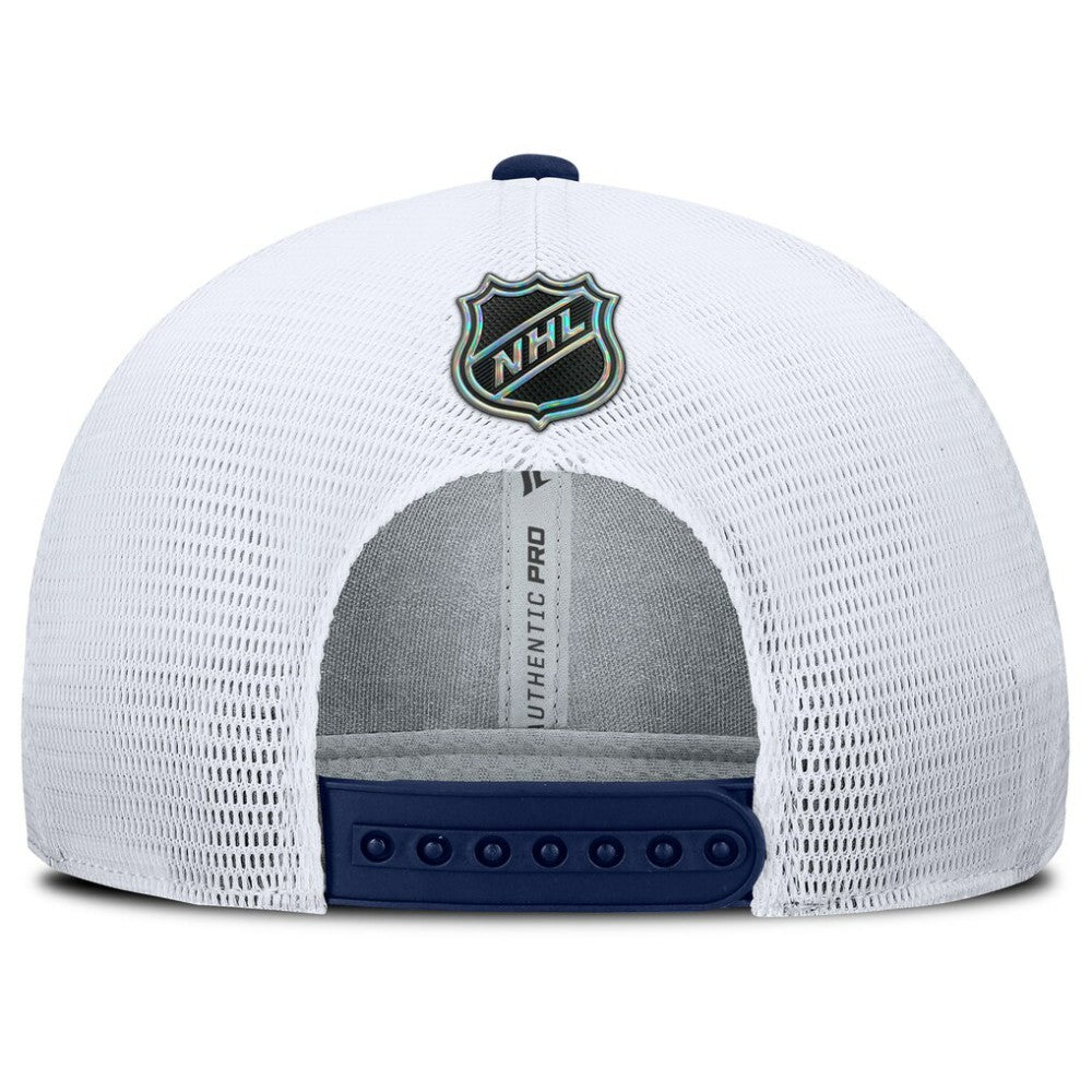 New York Rangers Fanatics Authentic Pro Rink Lockup Adjustable Trucker Hat Navy/White