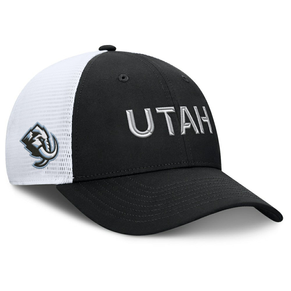 Utah Mammoth Fanatics Authentic Pro Rink Lockup Adjustable Trucker Hat Black/White