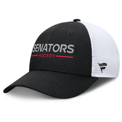 Ottawa Senators Fanatics Authentic Pro Rink Lockup Adjustable Trucker Hat Black/White