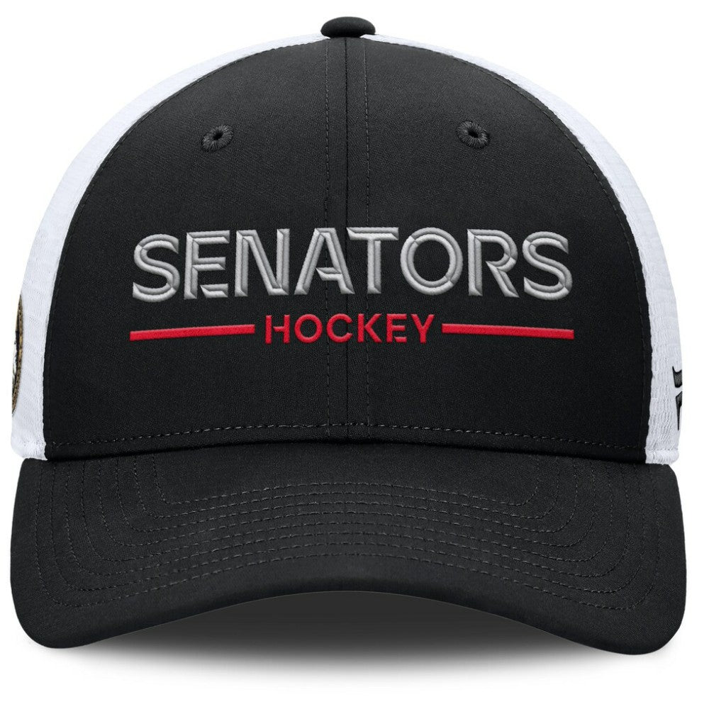 Ottawa Senators Fanatics Authentic Pro Rink Lockup Adjustable Trucker Hat Black/White