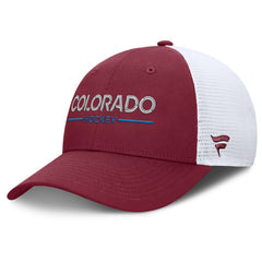 Colorado Avalanche Fanatics Authentic Pro Rink Lockup Adjustable Trucker Hat Burgundy/White