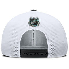 Chicago Blackhawks Fanatics Authentic Pro Rink Lockup Adjustable Trucker Hat Black/White