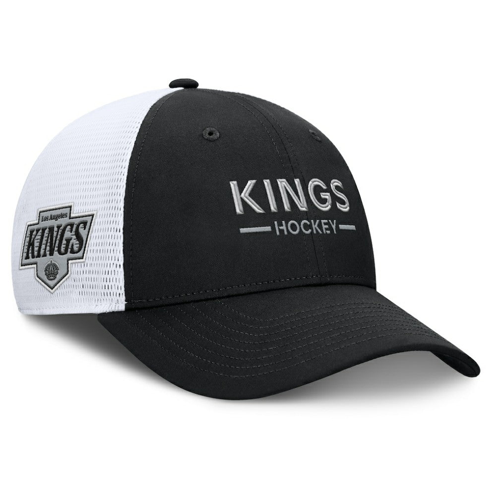 Los Angeles Kings Fanatics Authentic Pro Rink Lockup Adjustable Trucker Hat Black/White